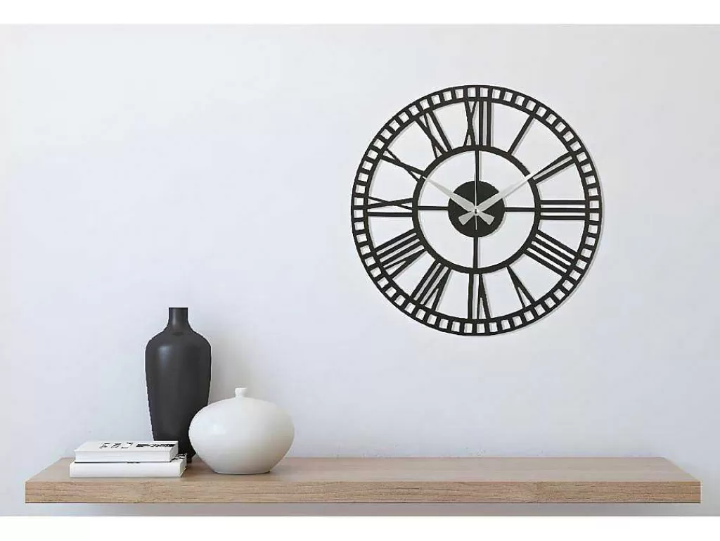 Relógio De Parede*EPIKASA Relógio Vintage 11, Preto, Prata, 50X1,5X50 Cm,