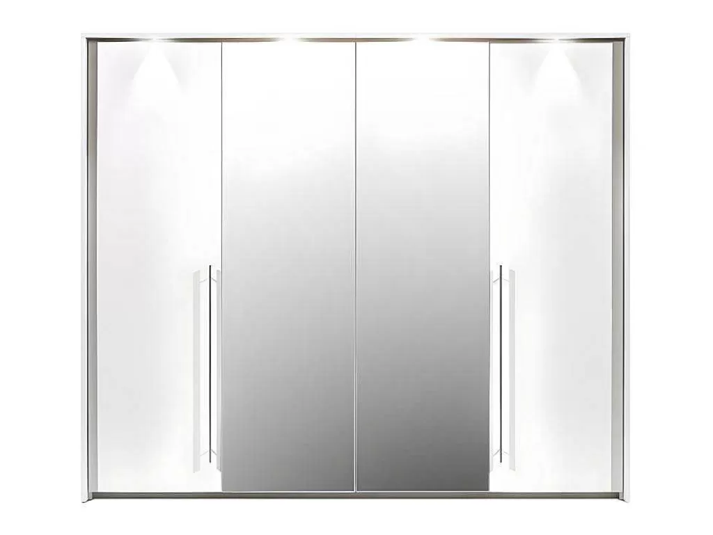 Armário E Roupeiro*Vente-unique Roupeiro 2 Portas Com Espelho E Leds De C255 Cm Cor Branco - Ingina