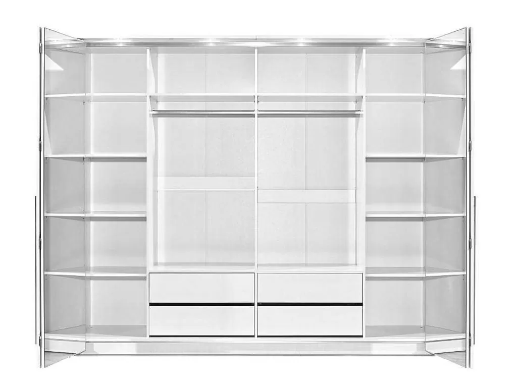 Armário E Roupeiro*Vente-unique Roupeiro 2 Portas Com Espelho E Leds De C255 Cm Cor Branco - Ingina