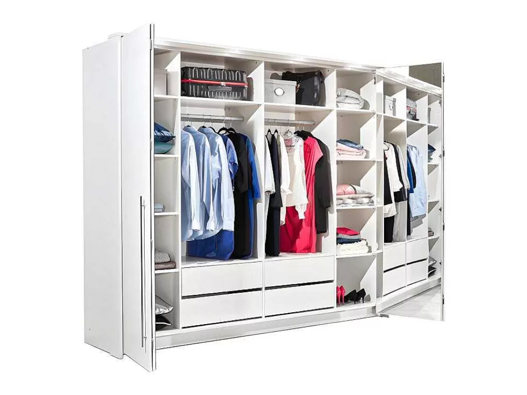 Armário E Roupeiro*Vente-unique Roupeiro 2 Portas Com Espelho E Leds De C255 Cm Cor Branco - Ingina