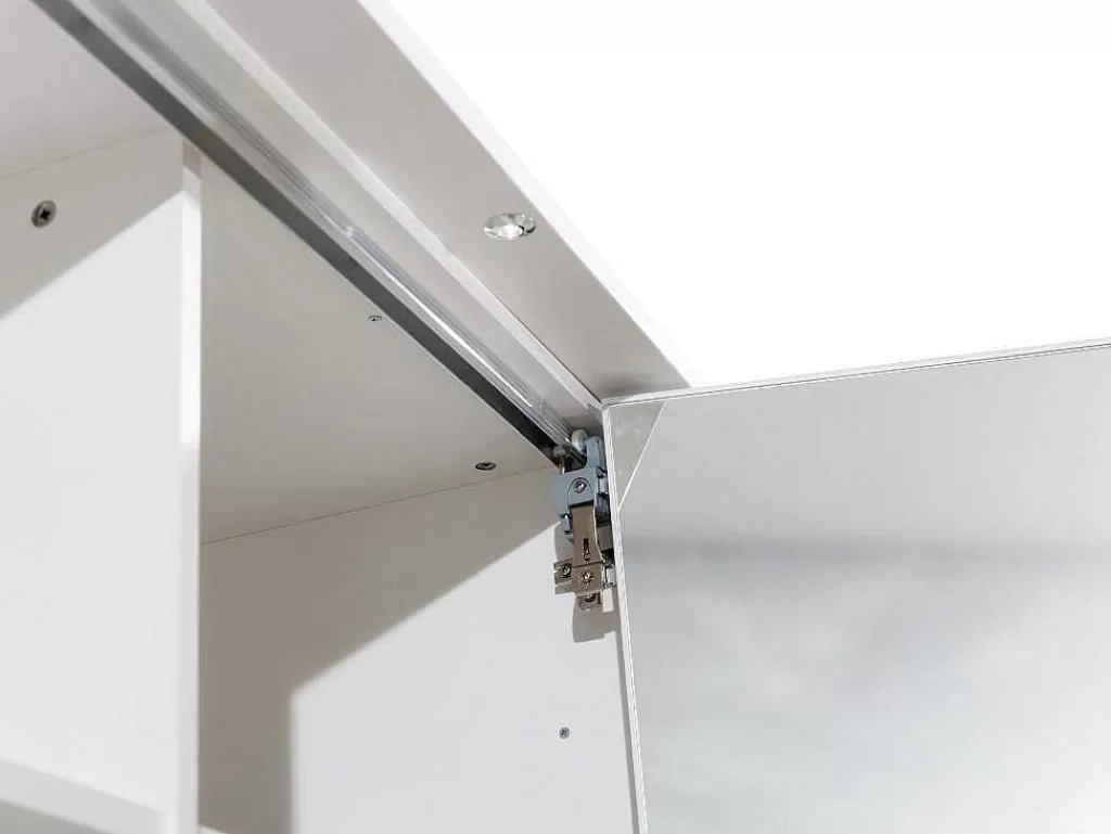 Armário E Roupeiro*Vente-unique Roupeiro 2 Portas Com Espelho E Leds De C255 Cm Cor Branco - Ingina