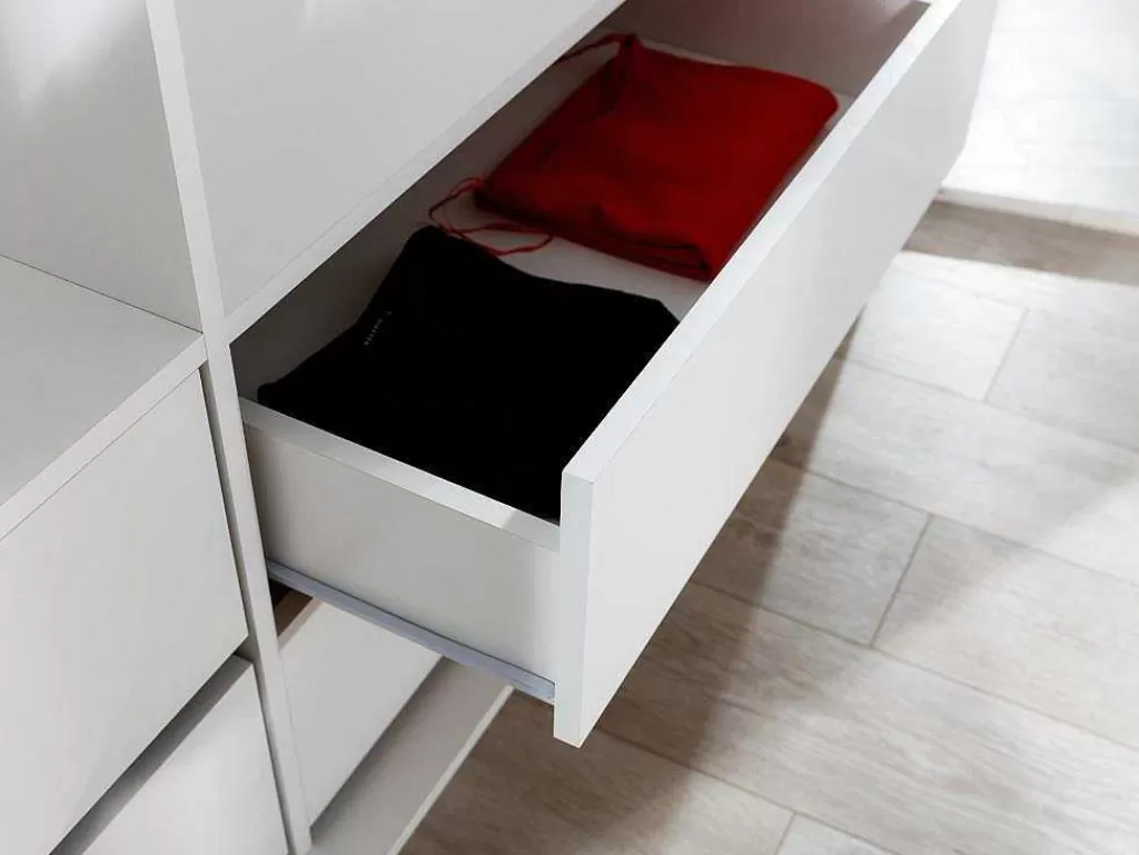 Armário E Roupeiro*Vente-unique Roupeiro 2 Portas Com Espelho E Leds De C255 Cm Cor Branco - Ingina