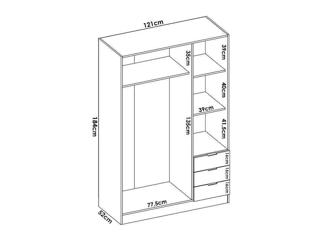 Armário E Roupeiro*Vente-unique Roupeiro 5 Portas E 3 Gavetas C202 Cm Branco - Listowel
