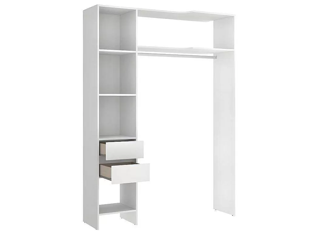 Armário E Roupeiro*Vente-unique Roupeiro Aberto De Canto Extensivel De C164/214 Cm Cor Branco E Cinza - Gontran
