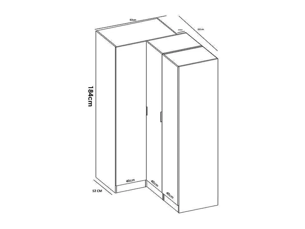 Armário E Roupeiro*Vente-unique Roupeiro De Canto 6 Portas E 3 Gavetas C213 Cm Branco - Listowel