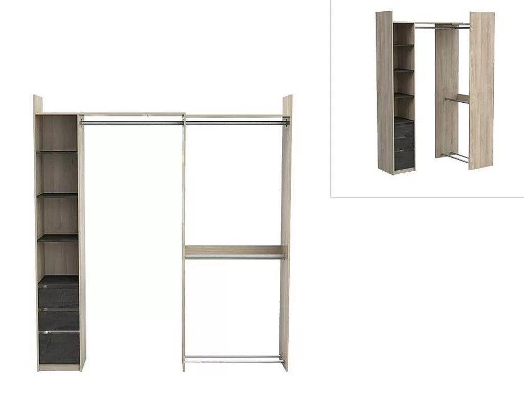 Armário E Roupeiro*Vente-unique Roupeiro Modular De Canto Ou Retilineo C200 Cm Cor Natural E Preto - Emilyo