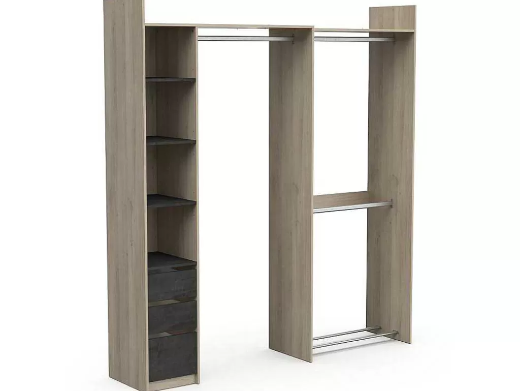 Armário E Roupeiro*Vente-unique Roupeiro Modular De Canto Ou Retilineo C200 Cm Cor Natural E Preto - Emilyo