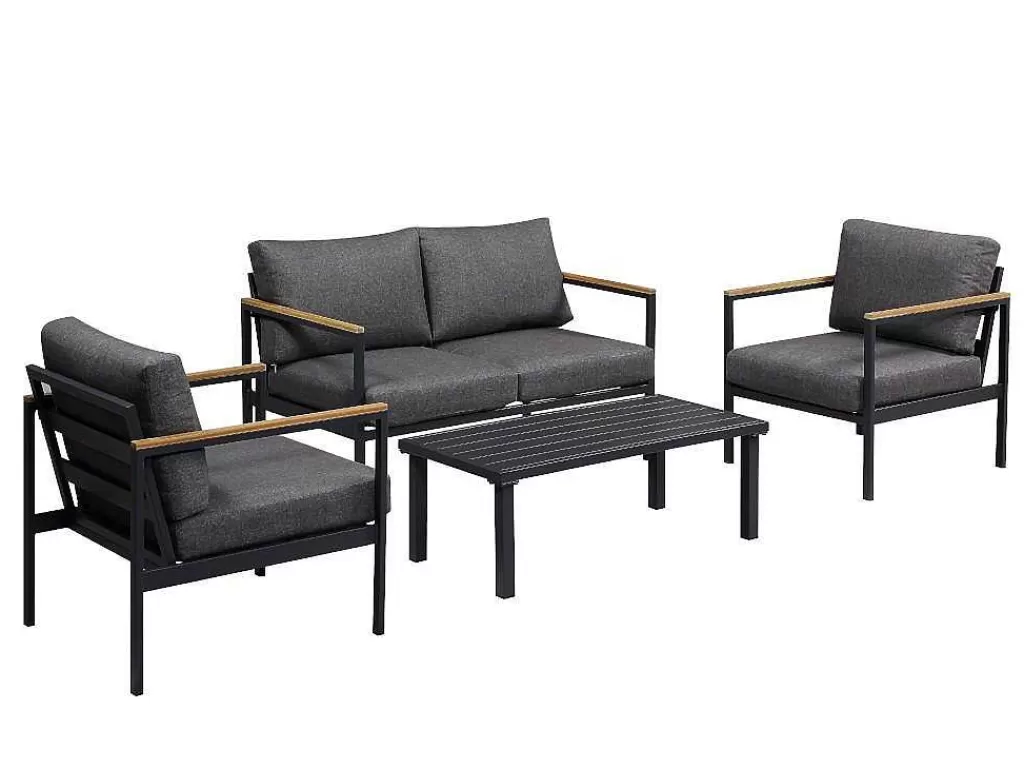 Conjunto Relax De Jardim*MYLIA Sala Completa De Jardim Em Aluminio: Um Sofá De 2 Lugares, Duas Cadeiras E Uma Mesa De Centro - Vairao De