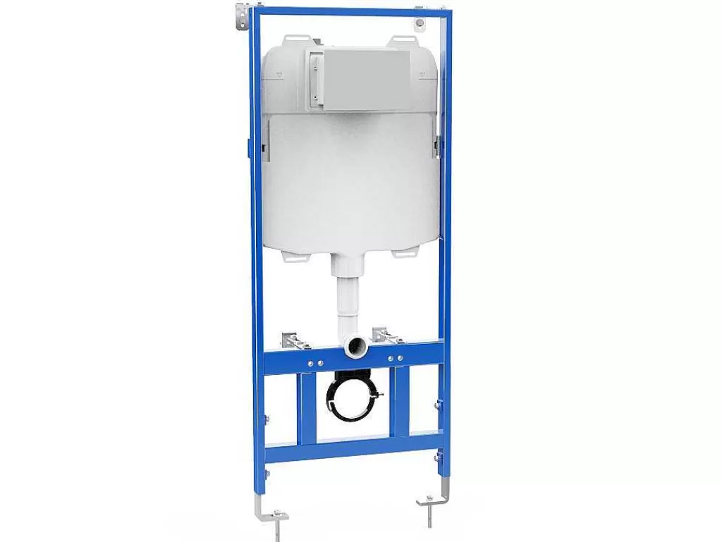 Sanita Suspensa*Vente-unique Sanita Suspensa Branco Com Estrutura De Suporte E Placa De Descarga Cromado Oval - Clemona