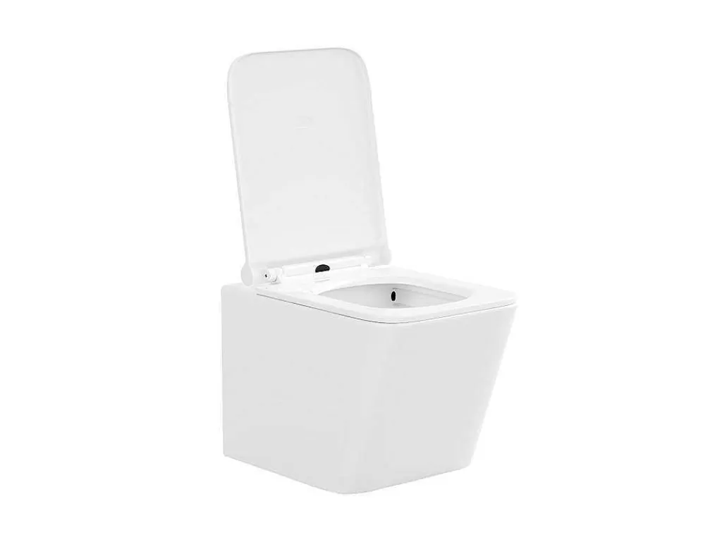 Sanita Suspensa*Vente-unique Sanita Suspensa Branco Com Estrutura De Suporte E Placa De Descarga Cromado Oval - Clemona