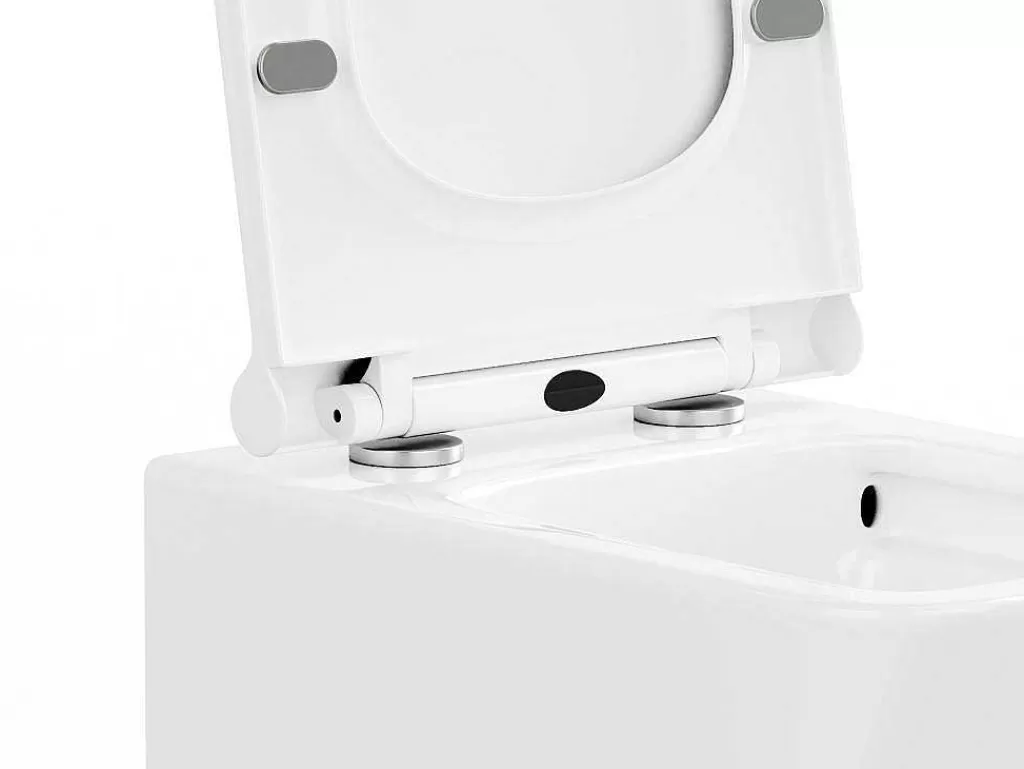 Sanita Suspensa*Vente-unique Sanita Suspensa Branco Com Estrutura De Suporte E Placa De Descarga Cromado Oval - Clemona