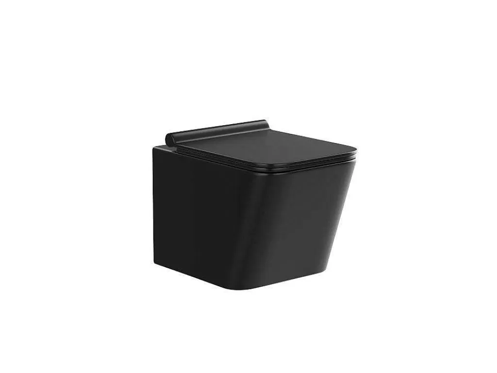Sanita Suspensa*Vente-unique Sanita Suspensa Em Ceramica Preto Mate Com Opcao De Estrutura De Suporte E Placa De Descarga Redonda - Clemona