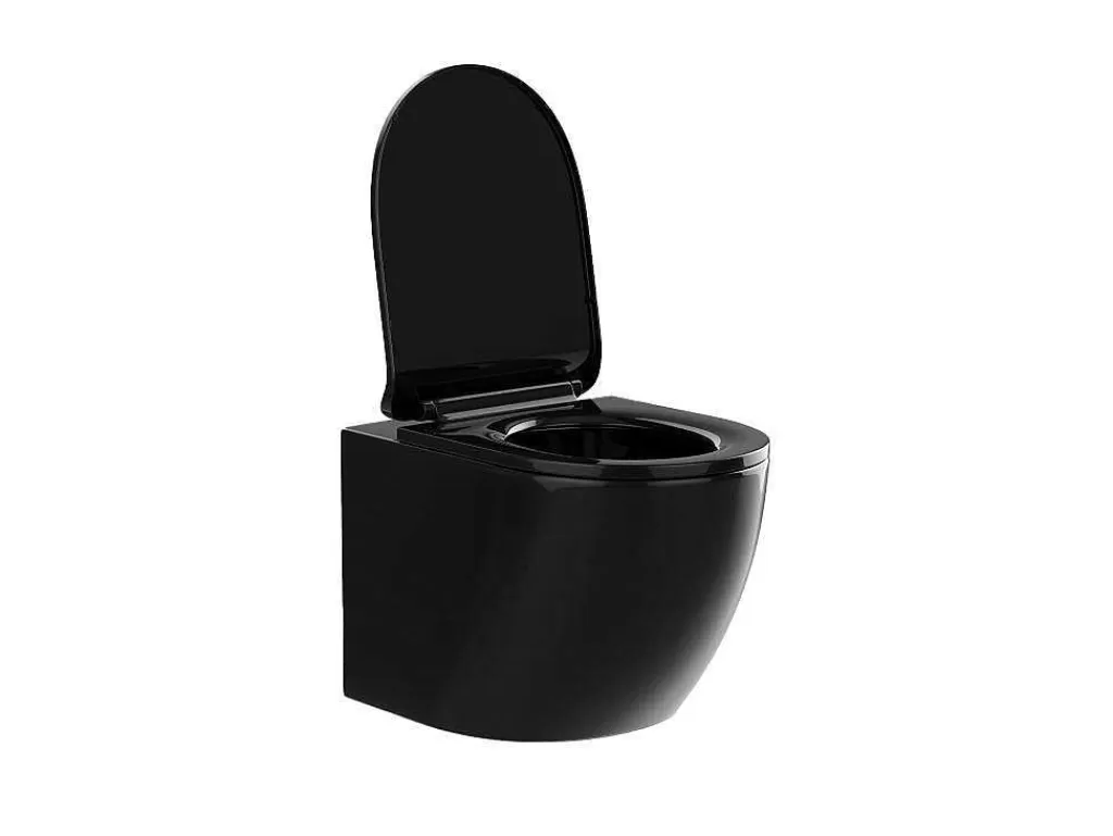 Sanita Suspensa*Vente-unique Sanita Suspensa Preto Brilhante Com Estrutura De Suporte E Placa De Descarga - Javoine