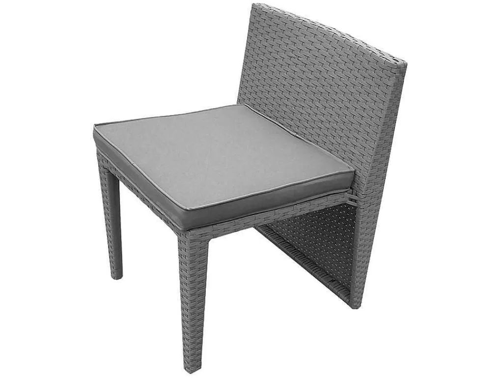 Conjunto Mesa E Cadeiras De Jardim*Happy Garden Santorin Moveis De Jardim Embutidos Em Resina Cinzenta Para 2 - Almofadas Cinzentas
