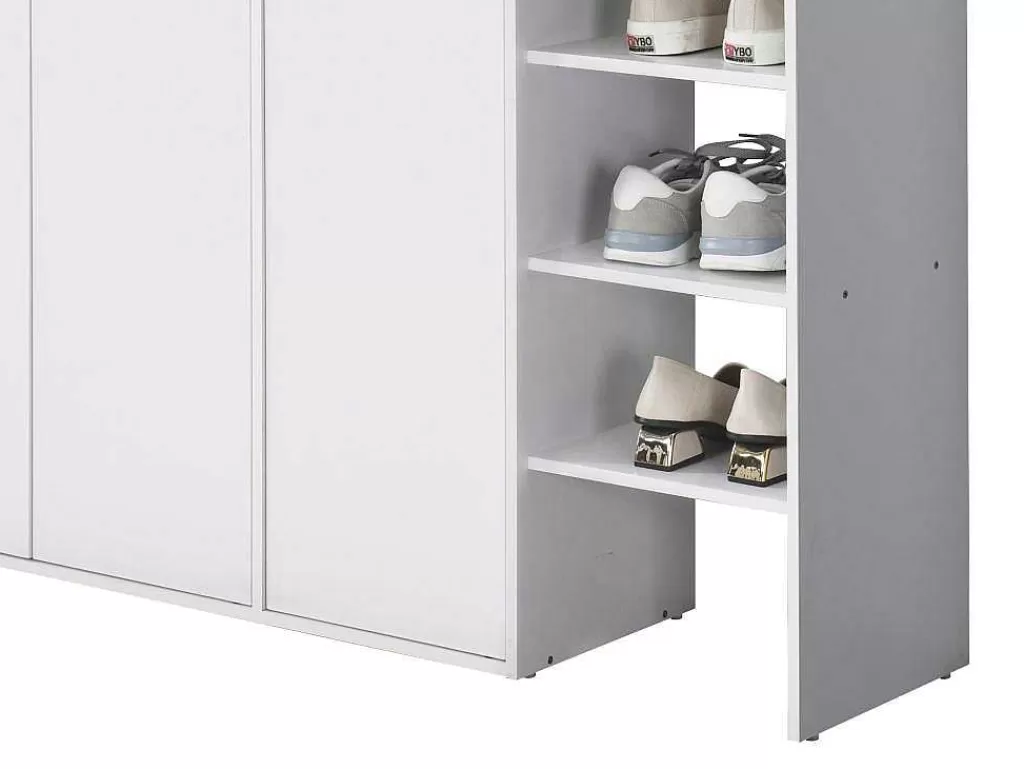 Sapateira*Vente-unique Sapateira Com 3 Portas E 3 Nichos Branco E Natural Claro - Skaido