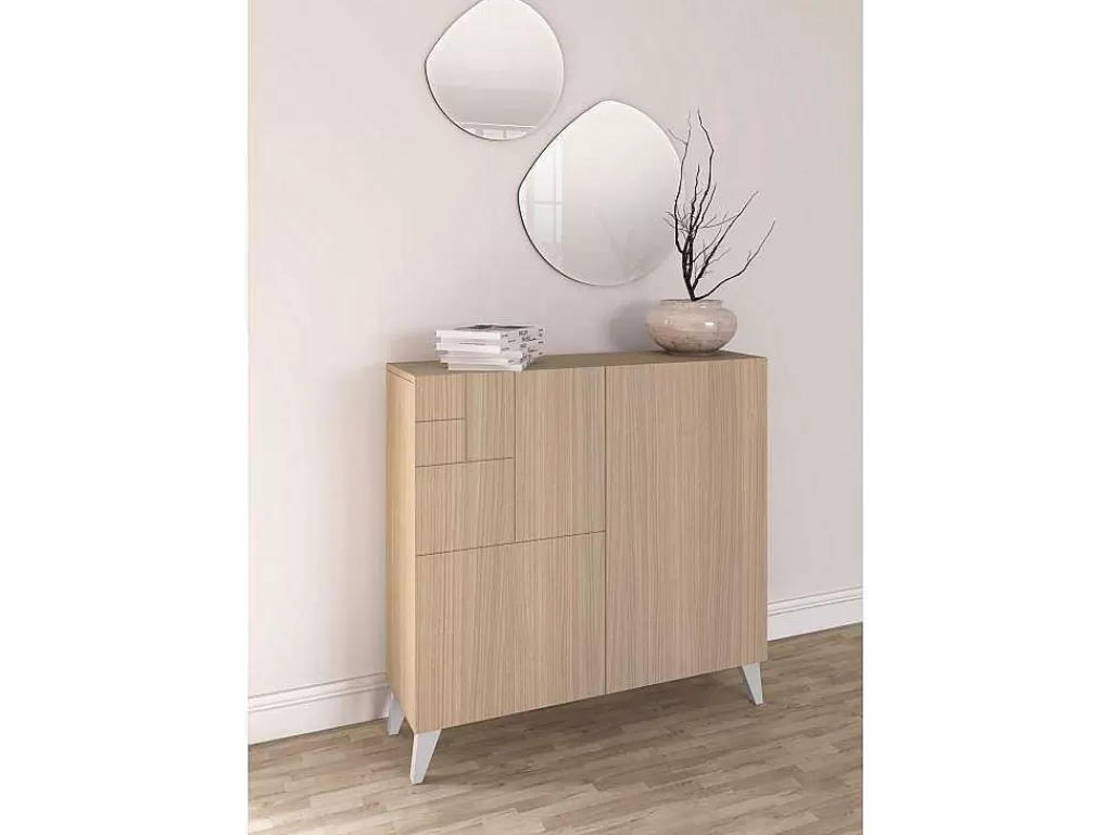 Sapateira*Herdasa Sapateiro/Móvel Organização - H87Cm X L90Cm X P27Cm Nogueira Clara Pernas Branco - Bergen