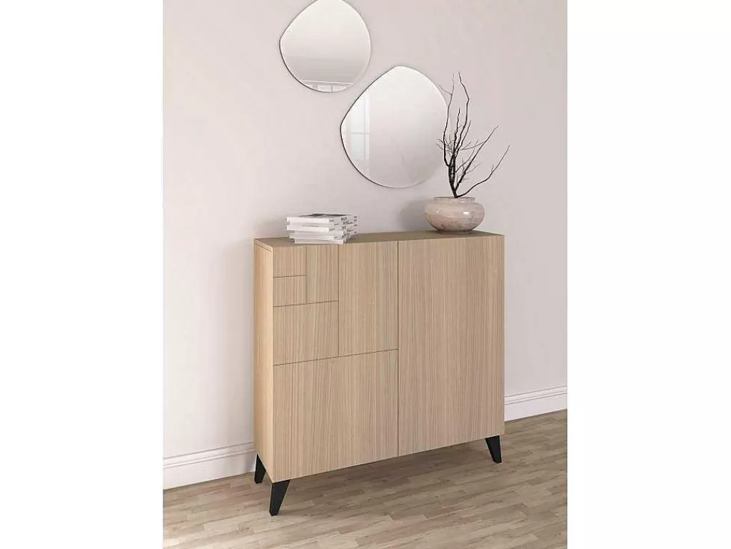 Sapateira*Herdasa Sapateiro/Móvel Organização - H87Cm X L90Cm X P27Cm Nogueira Clara Pernas Preto - Bergen