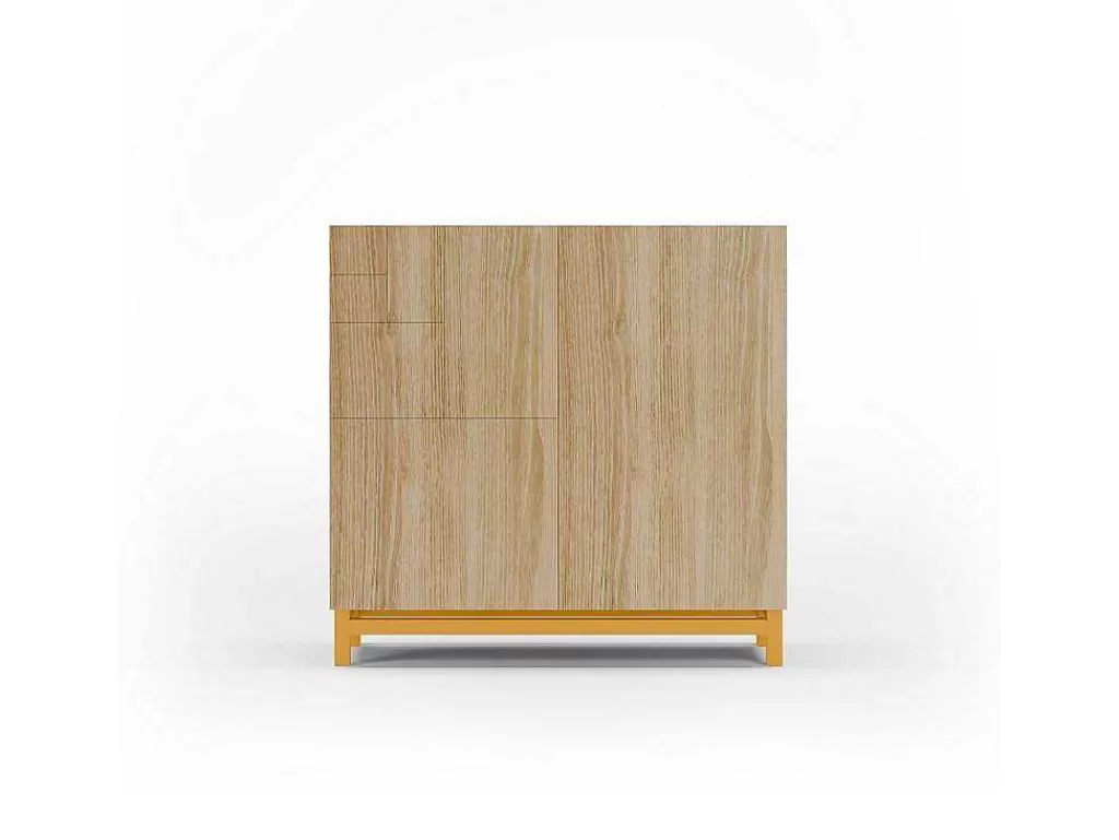 Sapateira*Herdasa Sapateiro/Móvel Organização - H90Cm X L90Cm X P27Cm Carvalho Dourado Pernas Mostarda - Copenhague