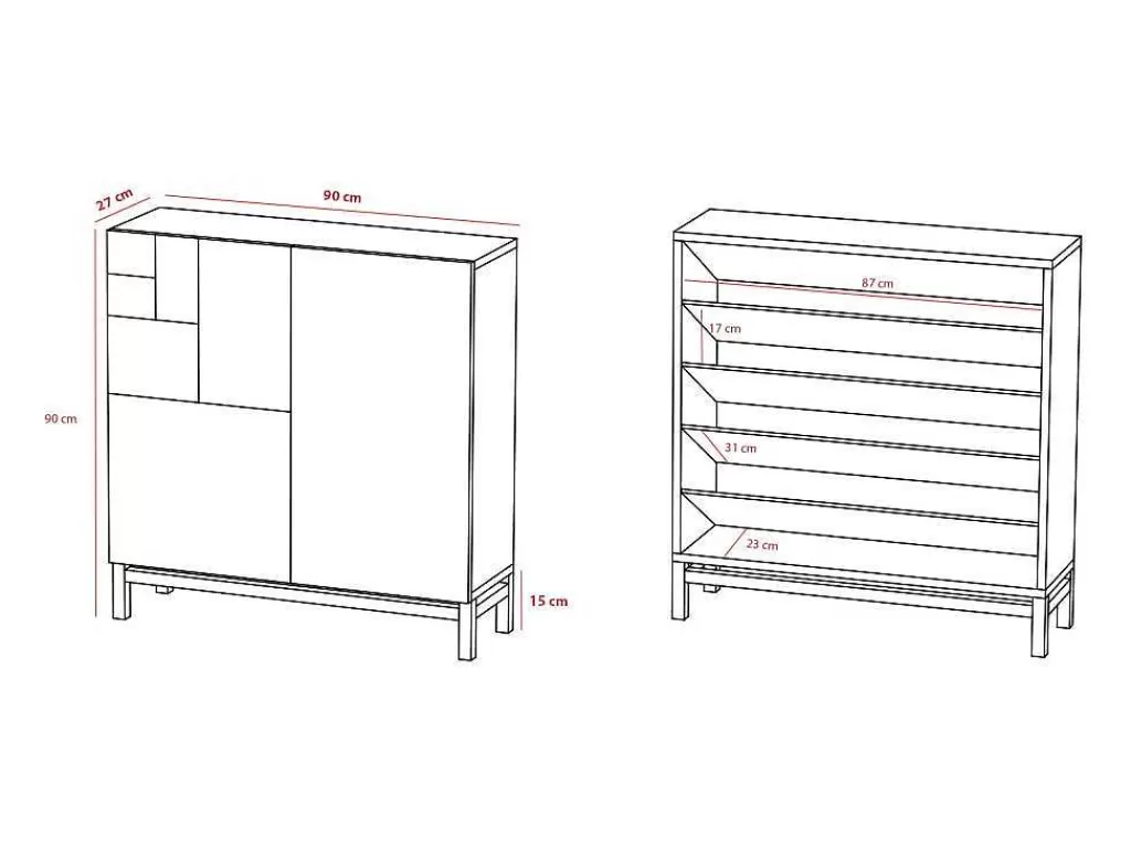 Sapateira*Herdasa Sapateiro/Móvel Organização - H90Cm X L90Cm X P27Cm Nogueira Clara Pernas Branco - Copenhague