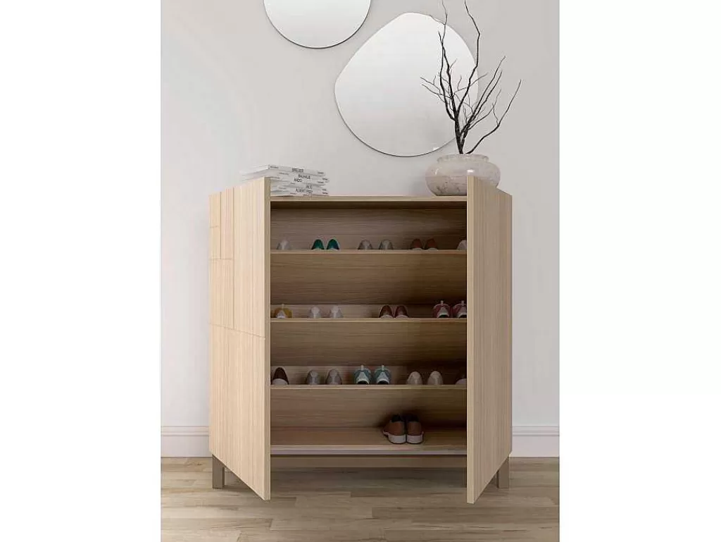 Sapateira*Herdasa Sapateiro/Móvel Organização - H90Cm X L90Cm X P27Cm Nogueira Clara Pernas Moca - Copenhague