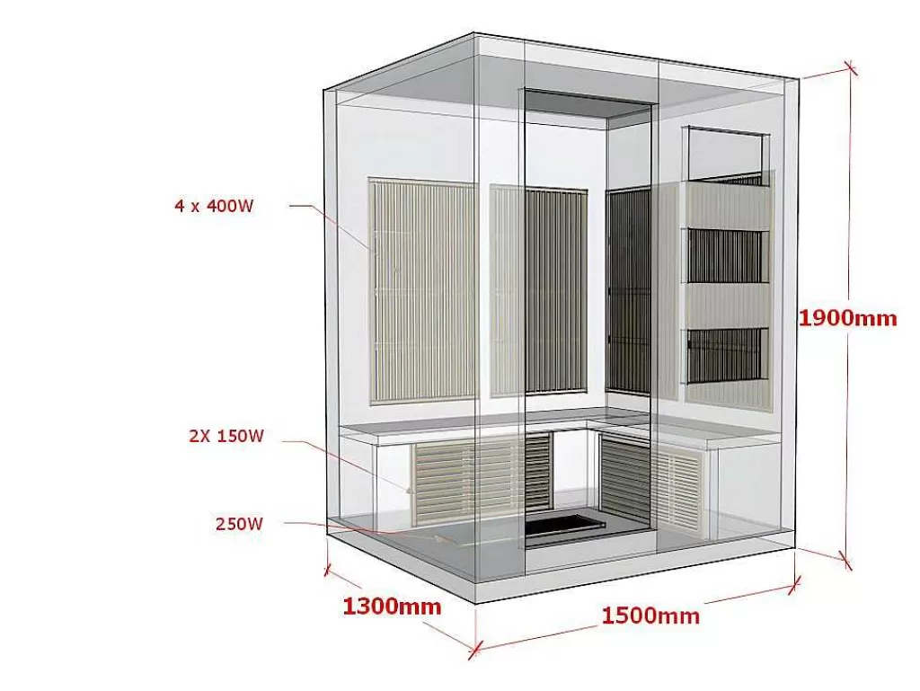 Sauna Infravermelhos*VOGUE SAUNA Sauna De Infravermelhos 3/4 Lugares Gama Prestigio Mikeli Iii - C150*P130*A190 Cm - Preto