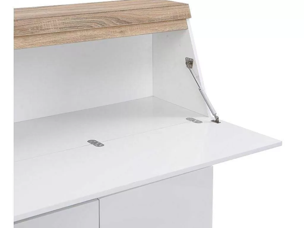 Secretária*Vente-unique Secretária Com 2 Portas E 2 Gavetas Mdf Branco E Natural - Rilesa