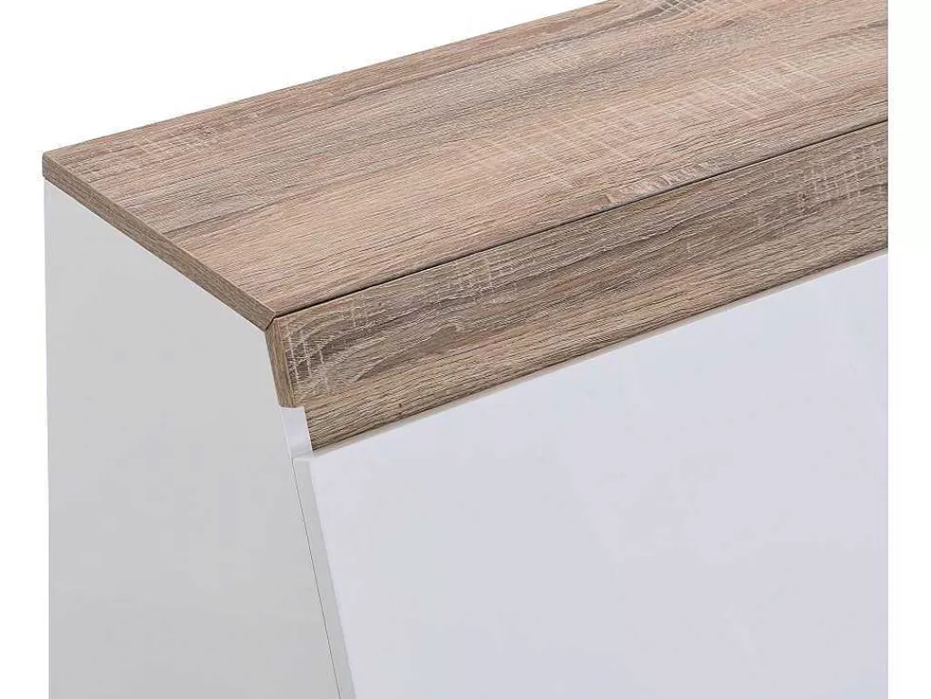Secretária*Vente-unique Secretária Com 2 Portas E 2 Gavetas Mdf Branco E Natural - Rilesa