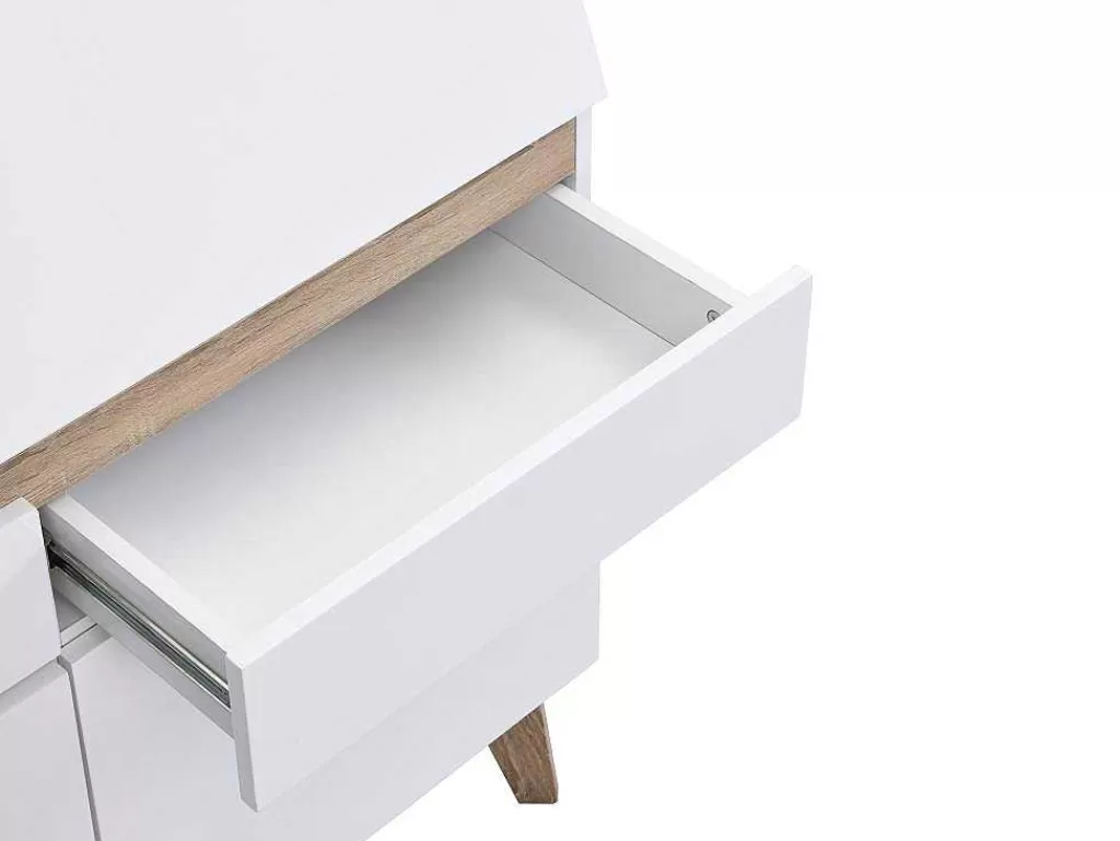 Secretária*Vente-unique Secretária Com 2 Portas E 2 Gavetas Mdf Branco E Natural - Rilesa