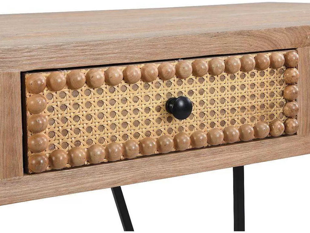 Secretária*Vente-unique Secretária Com 3 Gavetas Mdf E Metal Cor Natural E Preto - Akivi