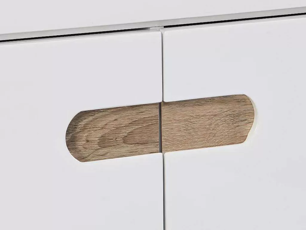 Secretária*Vente-unique Secretária Com 3 Portas Mdf E Metal Cor Natural E Branco - Derelis