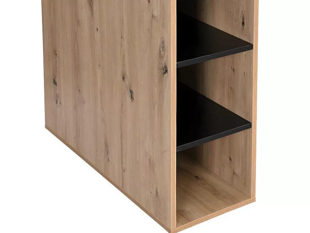 Secretária*Vente-unique Secretária De Canto Com Espacos De Arrumação Mdf Natural E Preto - Romiara