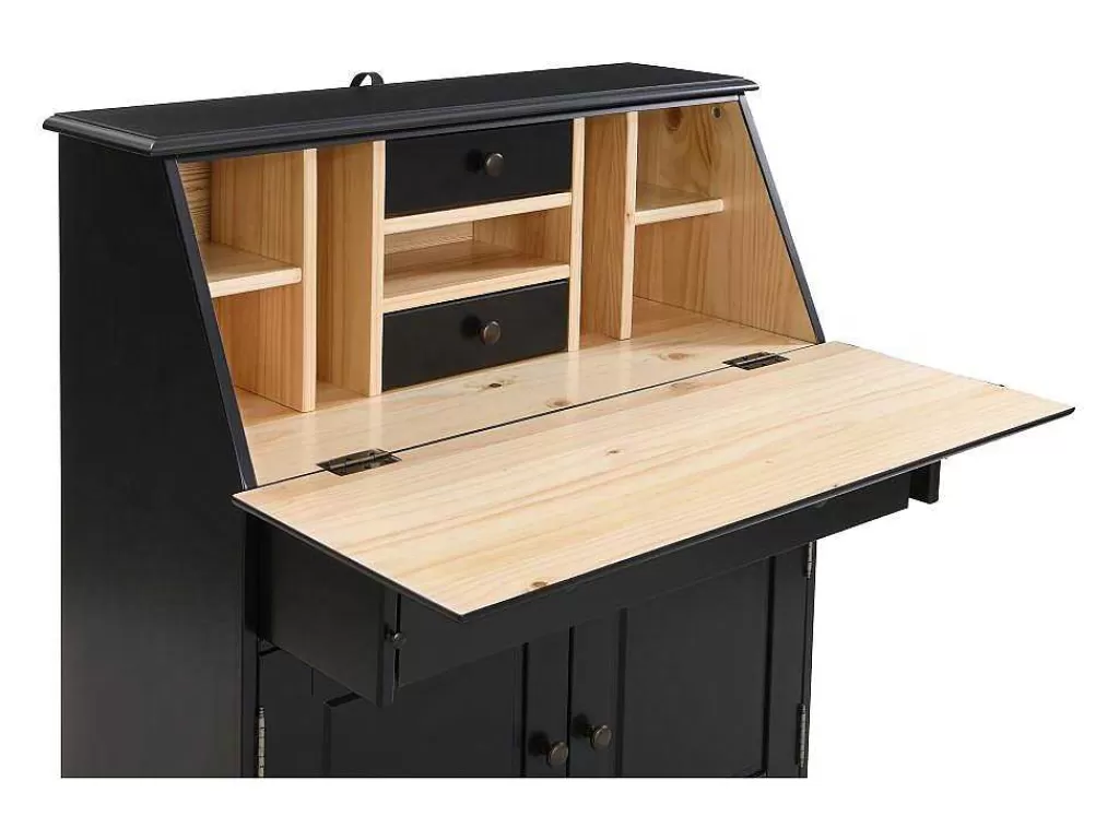 Secretária*Vente-unique Secretária Em Pinho E Mdf Antracite E Natural Cleore