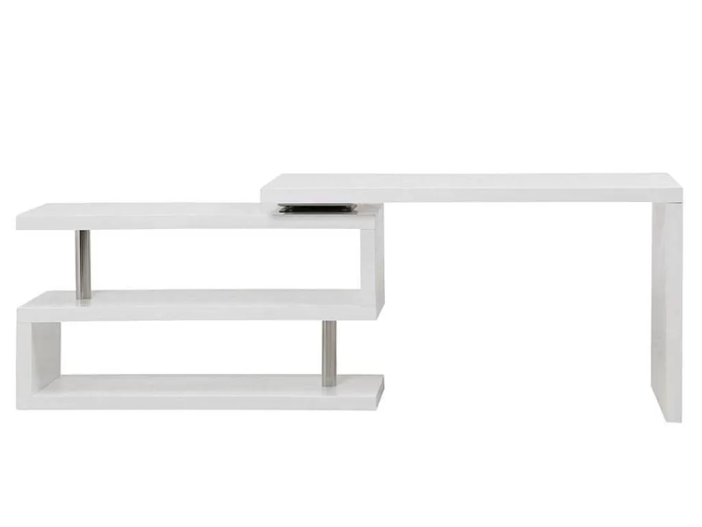Secretária*Vente-unique Secretária Extensivel Em Mdf Lacado Cor Branco Com Tampo Giratorio 360° - Nicephore