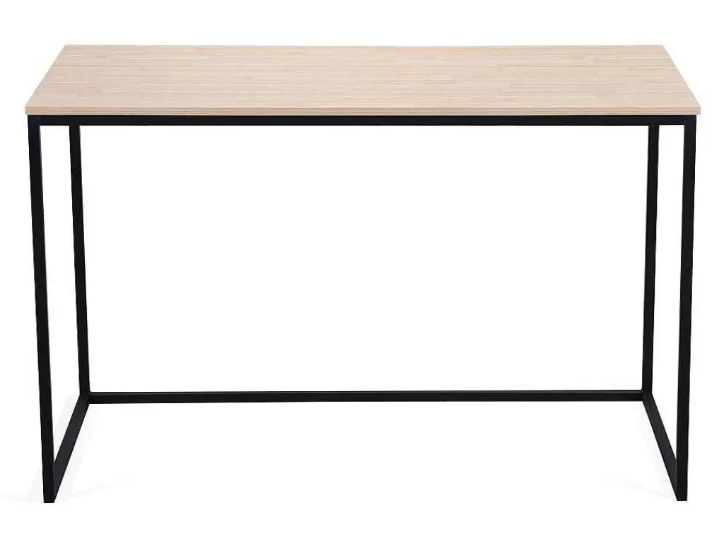 Secretária*Skraut Home Secretária Mia - Tampo Em Carvalho Nordico, 19 Mm De EsPéssura. Pernas De Metal Preto. 120X60X75Cm
