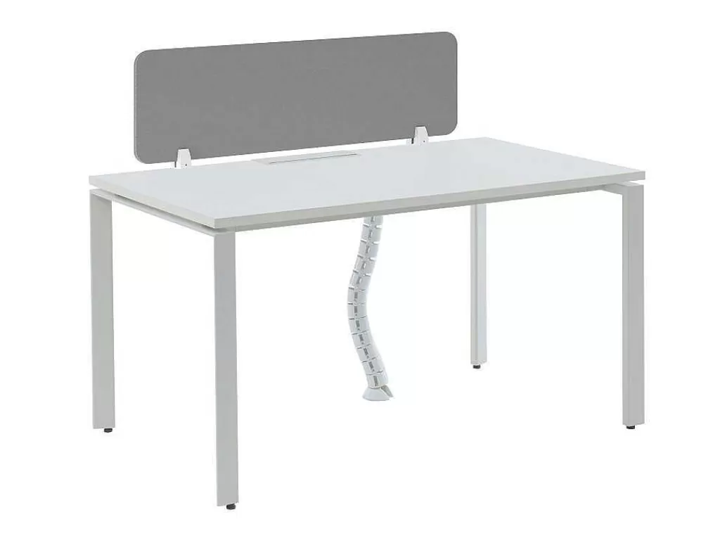 Mobiliário De Escritório*Workēa Secretária Profissional 1 Péssoa Branco C120 Cm Com Separador - Downtown