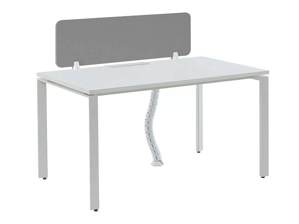 Mobiliário De Escritório*Workēa Secretária Profissional 1 Péssoa Branco C140 Cm Com Separador - Downtown