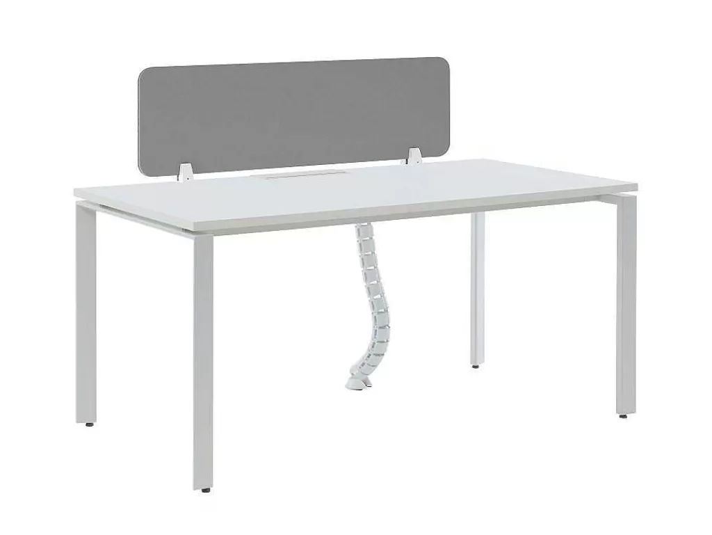Mobiliário De Escritório*Workēa Secretária Profissional 1 Péssoa Branco C160 Cm Com Separador - Downtown