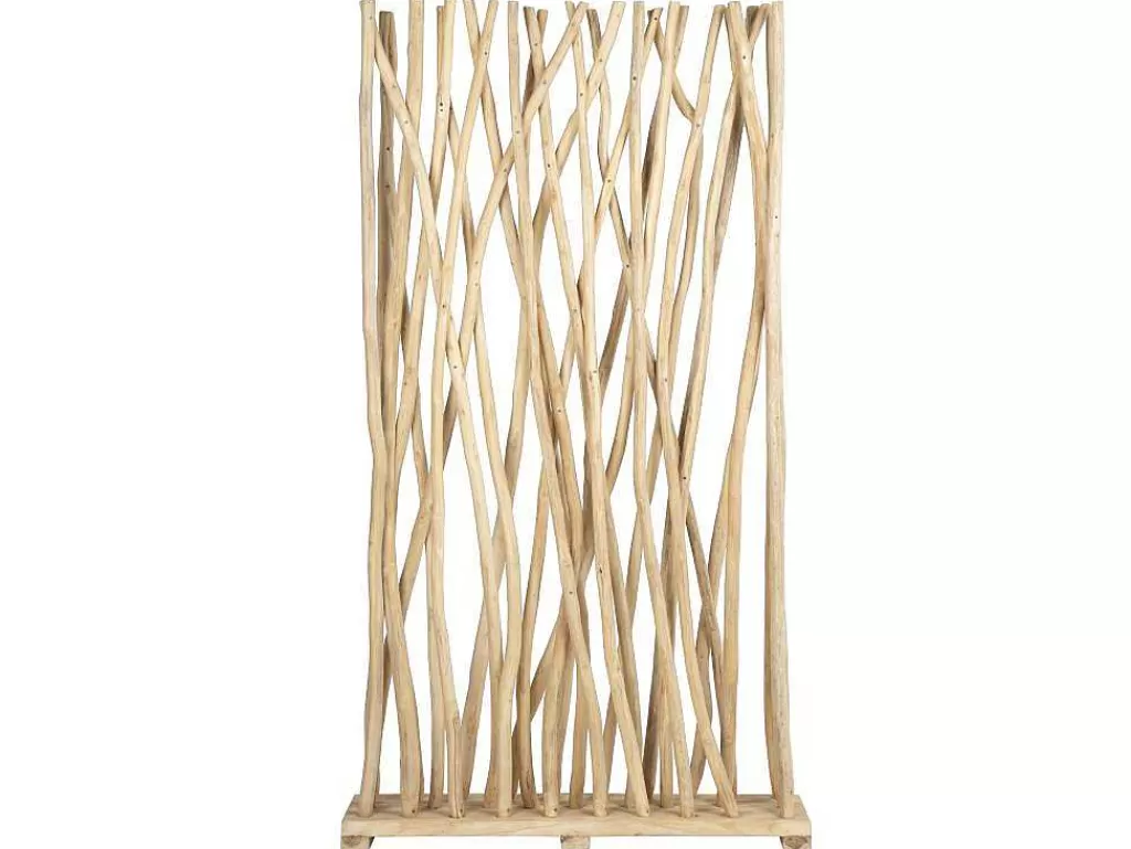Biombo*OZAIA Separador De Divisao Em Madeira De Teca De C. 100 X L. 25 X A. 180 Cm Cor Natural - Gayana