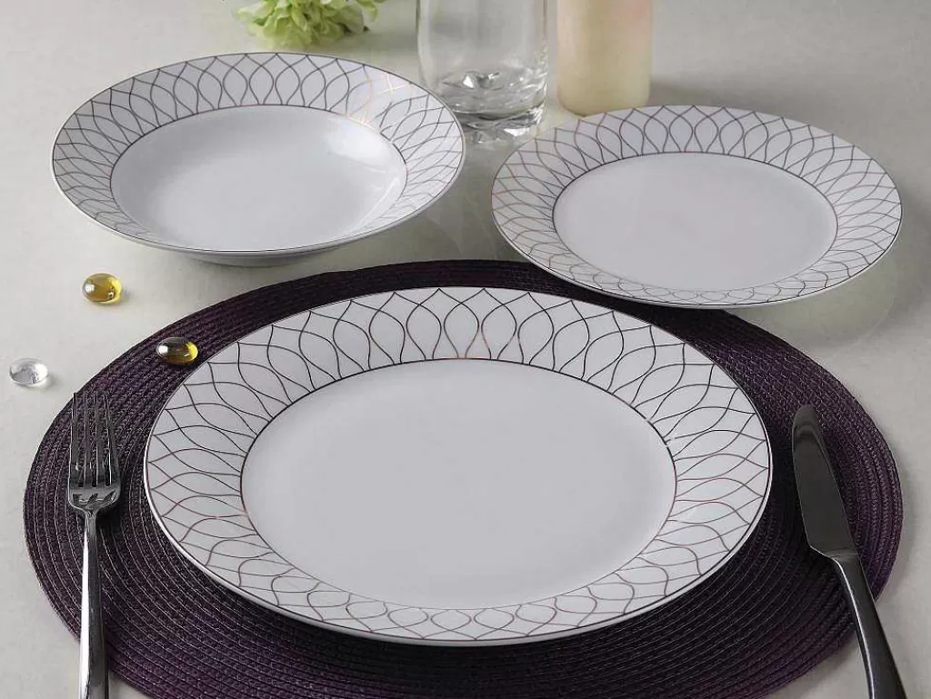 Louça E Utensílios De Cozinha*OZAIA Servico De Loica 18 Pecas Porcelana Branco E Dourado - Serisia