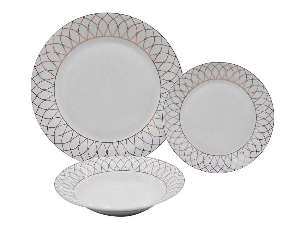 Louça E Utensílios De Cozinha*OZAIA Servico De Loica 18 Pecas Porcelana Branco E Dourado - Serisia