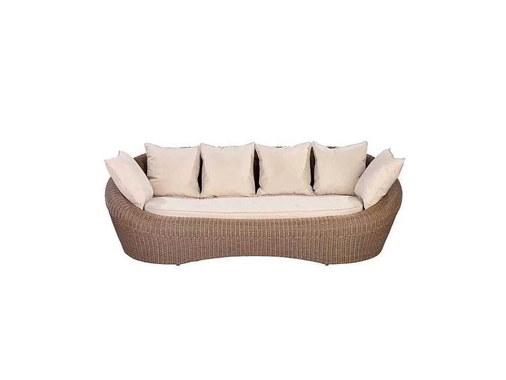 Conjunto Relax De Jardim*MYLIA Sofá 3 Lugares De Jardim Em Resina Entrancada Caramelo - Whiteheaven