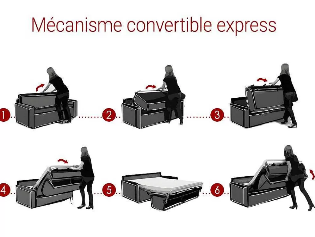 Sofá Cama De Abertura Rapida*Vente-unique Sofá 4 Lugares Convertivel Em Cama Expresso Em Pele Sintética Cinzento - Cama De 160 Cm - Calife
