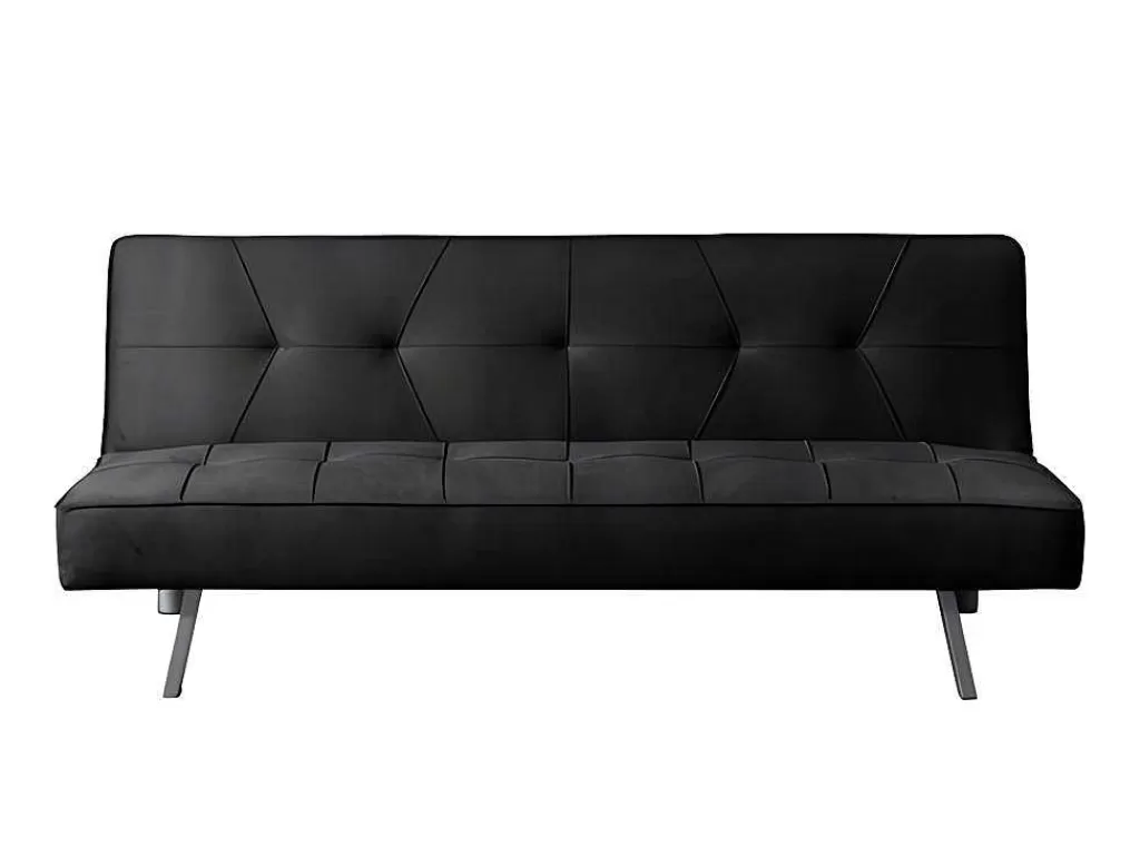 Sofá De 2 Ou 3 Lugares*Saldosystocks Sofá Cama 2 Lugares De Veludo Clic Clac 175X74Cm Preto