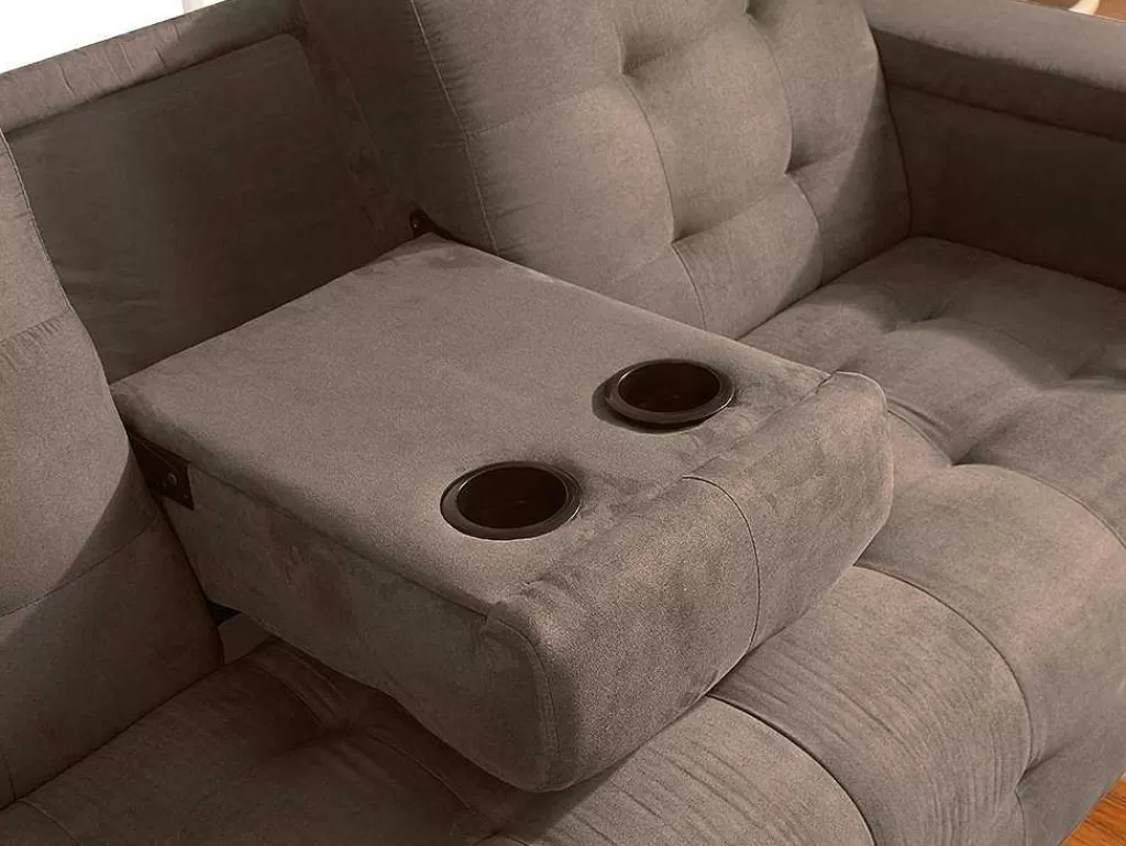 Sofá Cama Clic-Clac E Dobravel*Vente-unique Sofá Cama Clic Clac De 3 Lugares Em Microfibra Com Mesinha De Centro Rebatível Castanho - Devonshire