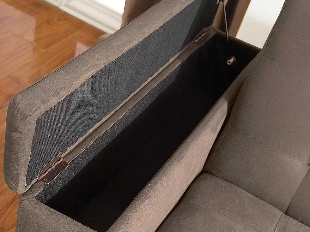 Sofá Cama Clic-Clac E Dobravel*Vente-unique Sofá Cama Clic Clac De 3 Lugares Em Microfibra Com Mesinha De Centro Rebatível Castanho - Devonshire