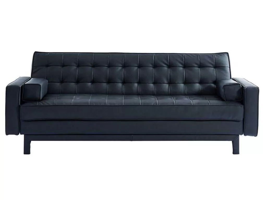 Sofá Cama Clic-Clac E Dobravel*Vente-unique Sofá Cama Clic Clac Em Pele Sintética Preto - Eleanor