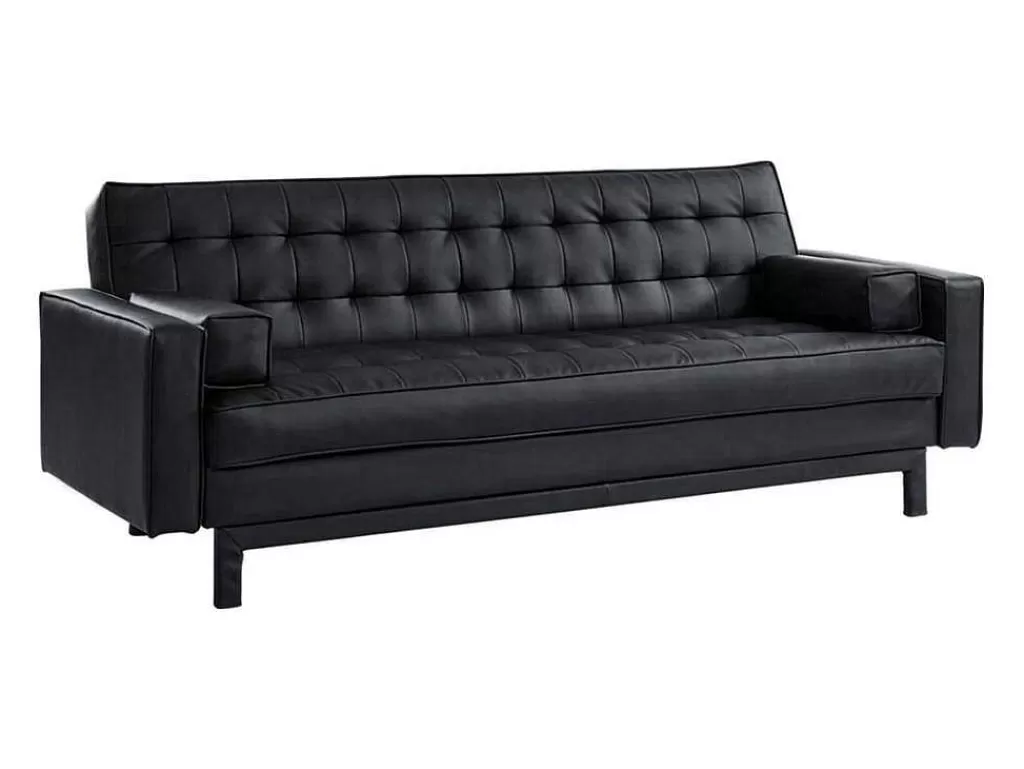 Sofá Cama Clic-Clac E Dobravel*Vente-unique Sofá Cama Clic Clac Em Pele Sintética Preto - Eleanor