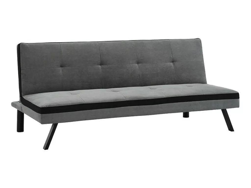 Sofá Cama Clic-Clac E Dobravel*Vente-unique Sofá Cama Clic Clac Em Tecido Cinzento E Faixa Em Preto - Skala