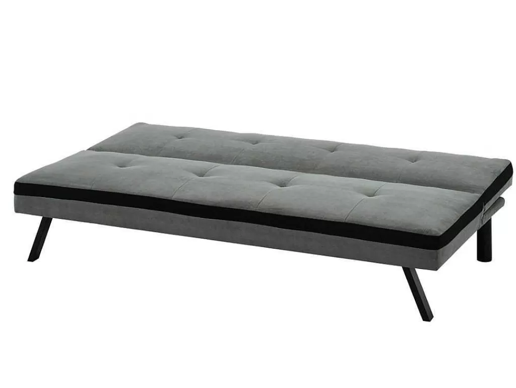 Sofá Cama Clic-Clac E Dobravel*Vente-unique Sofá Cama Clic Clac Em Tecido Cinzento E Faixa Em Preto - Skala