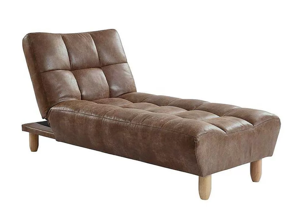 Sofá Cama Clic-Clac E Dobravel*Vente-unique Sofá Cama Modular Em Microfibra Efeito Envelhecido Castanho Vintage - Esteban